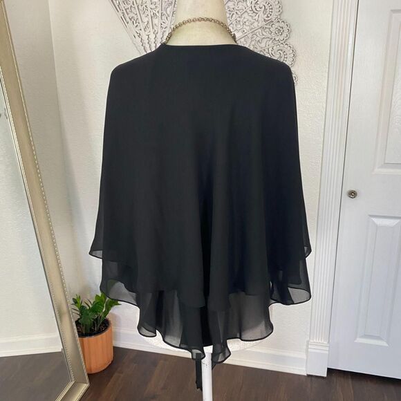 Alex Evenings Vintage 90s Whimsygoth Black Mesh Bat Sleeve Shawl Cardigan OS - Picture 6 of 7